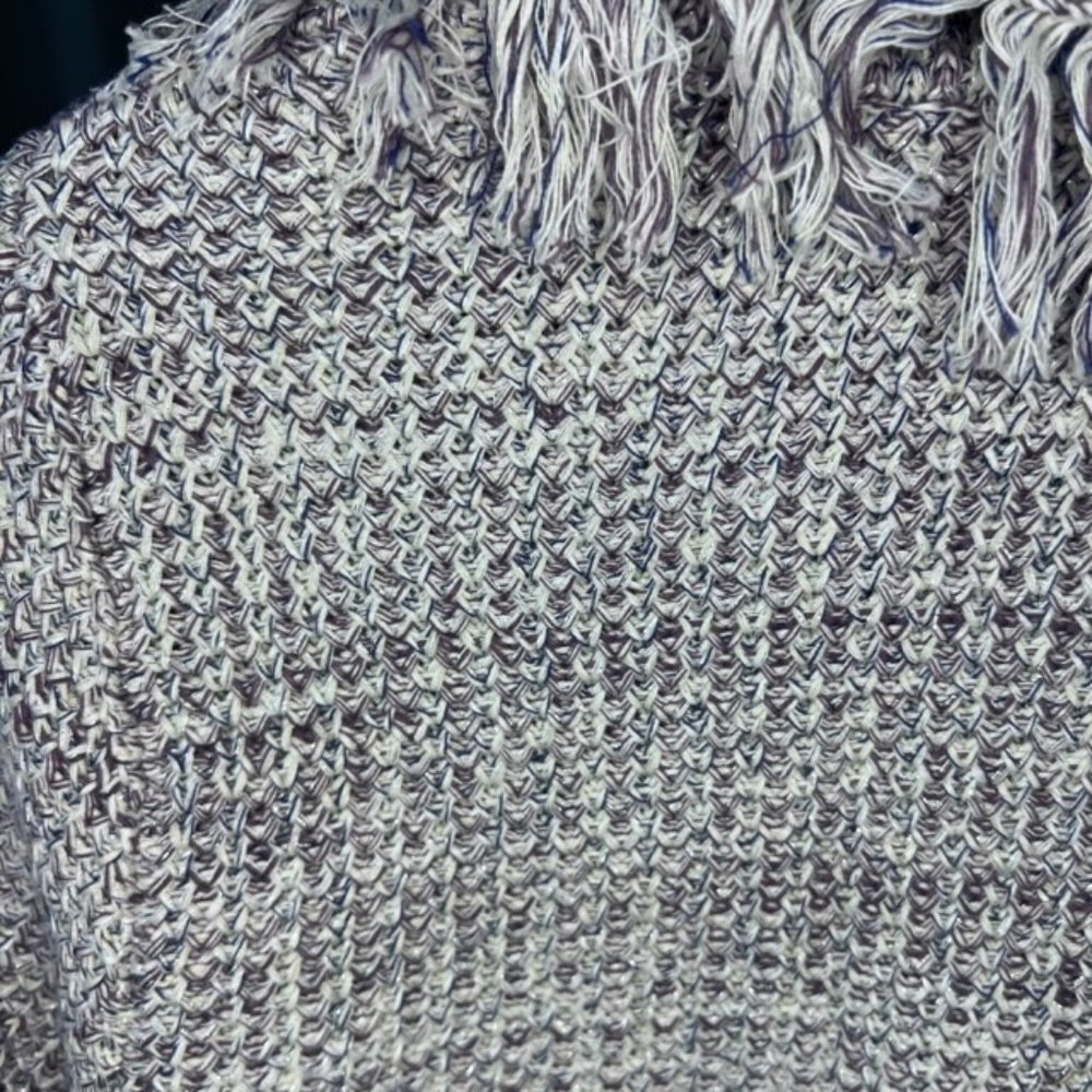 Chicos Structured Cardigan Sweater, marled yarn with FRINGE - Picture 5 of 6